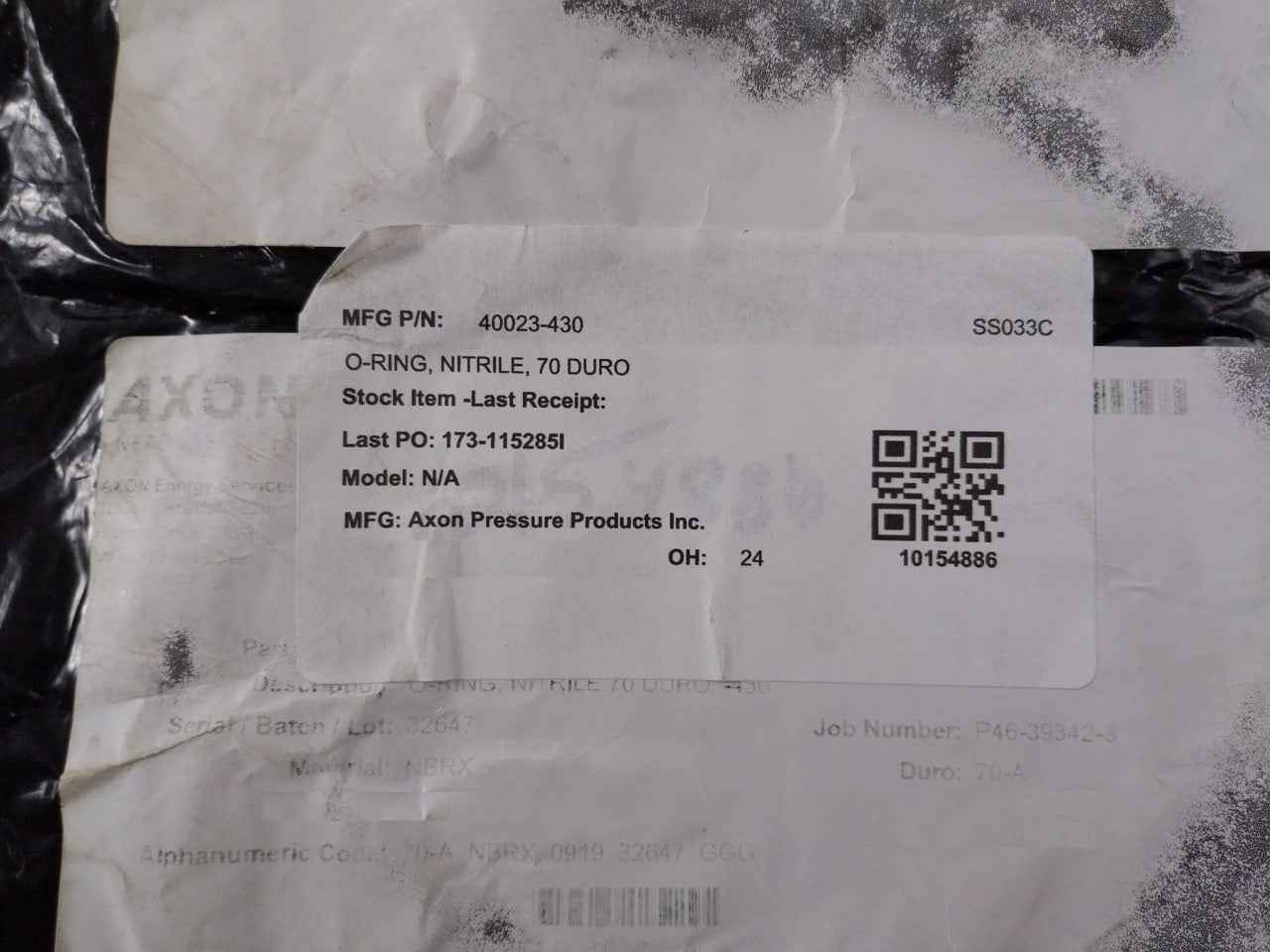 Axon 40023-430 O-ring Nitrile 70 Duro Ss033C Nbrx
