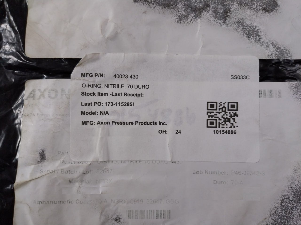 Axon 40023-430 O-ring Nitrile 70 Duro Ss033C Nbrx