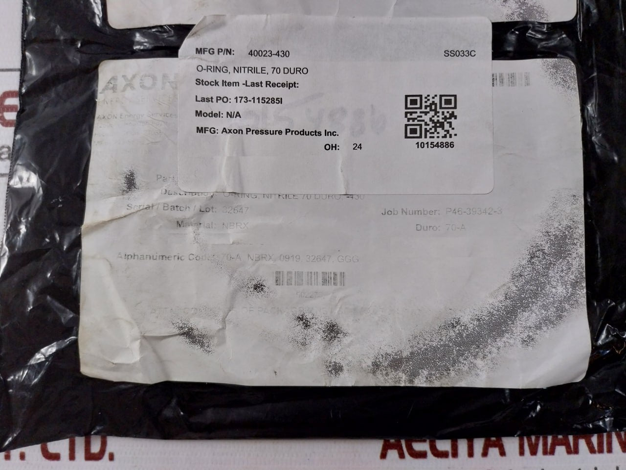 Axon 40023-430 O-ring Nitrile 70 Duro Ss033C Nbrx