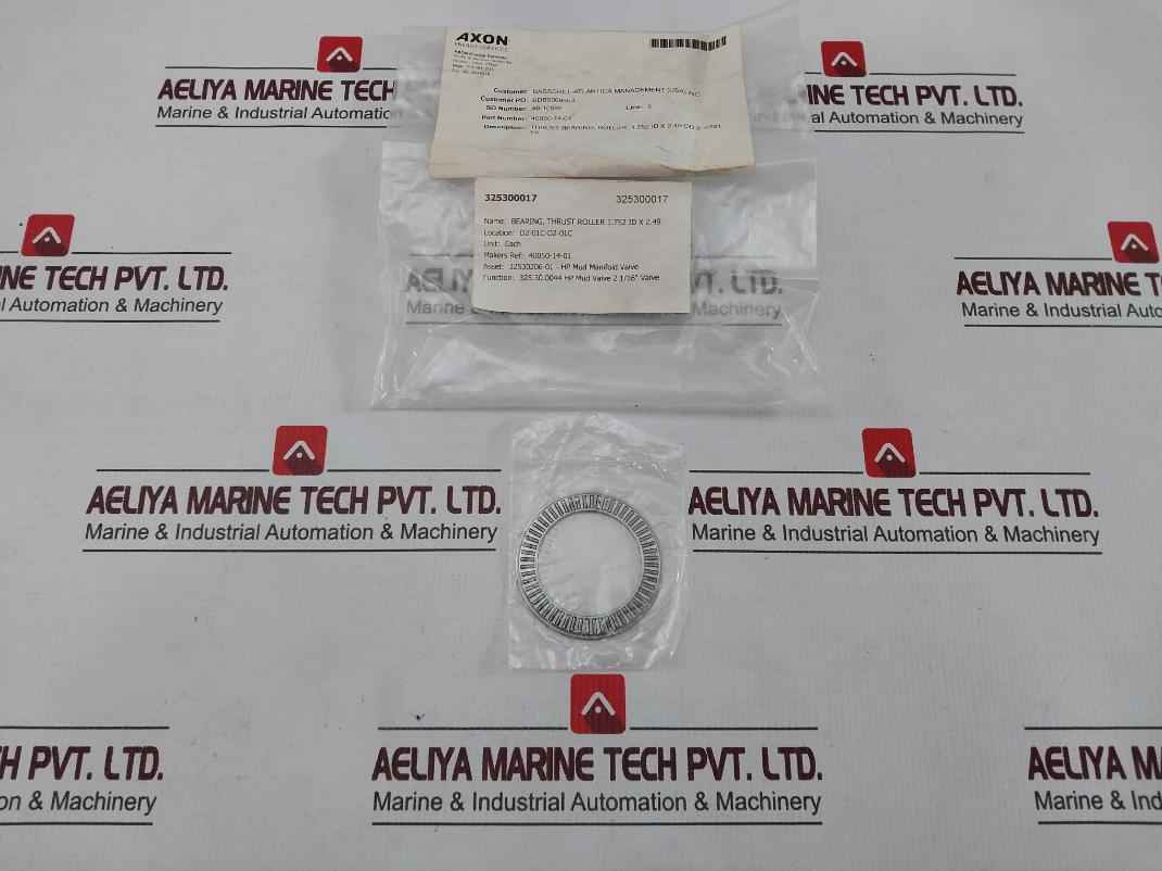 Axon 40050-14-01 Thrust Roller Bearing 1.752 Id X 2.49 Od X .0781 Tk