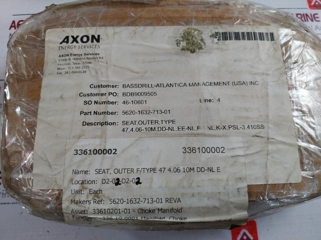 Axon 5620-1632-713-01 Seat, Outer For Type 47 Choke Manifold