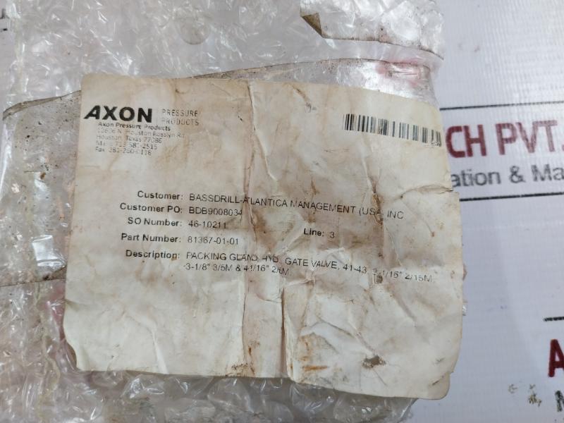 Axon Pressure Products 20454-02 Gland Packing, Hydraulic Gate Valve