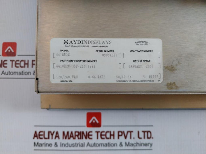 Aydin Displays 120/240Vac 50/60Hz Display Monitor 4418R2C-35F-210