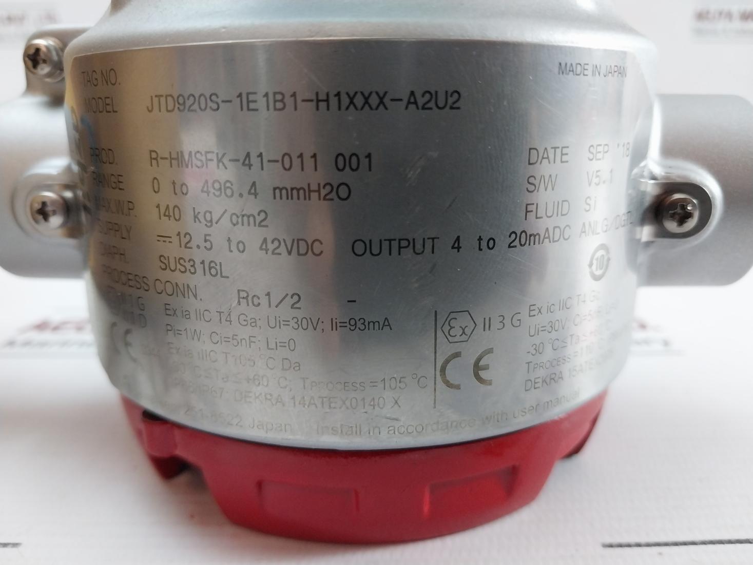 Azbil Advanced Differential Pressure Transmitter At9000 140 Kg/Cm2