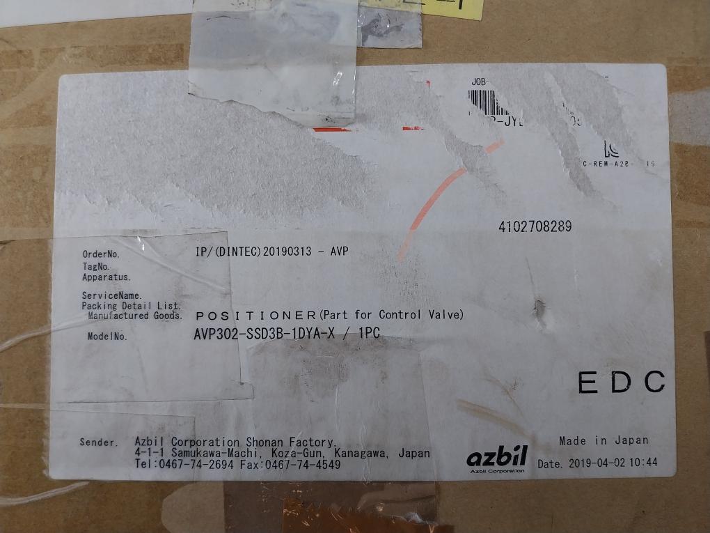 Azbil Avp302 Digital Smart Valve Positioner 12Vdc Rjylkl41051001
