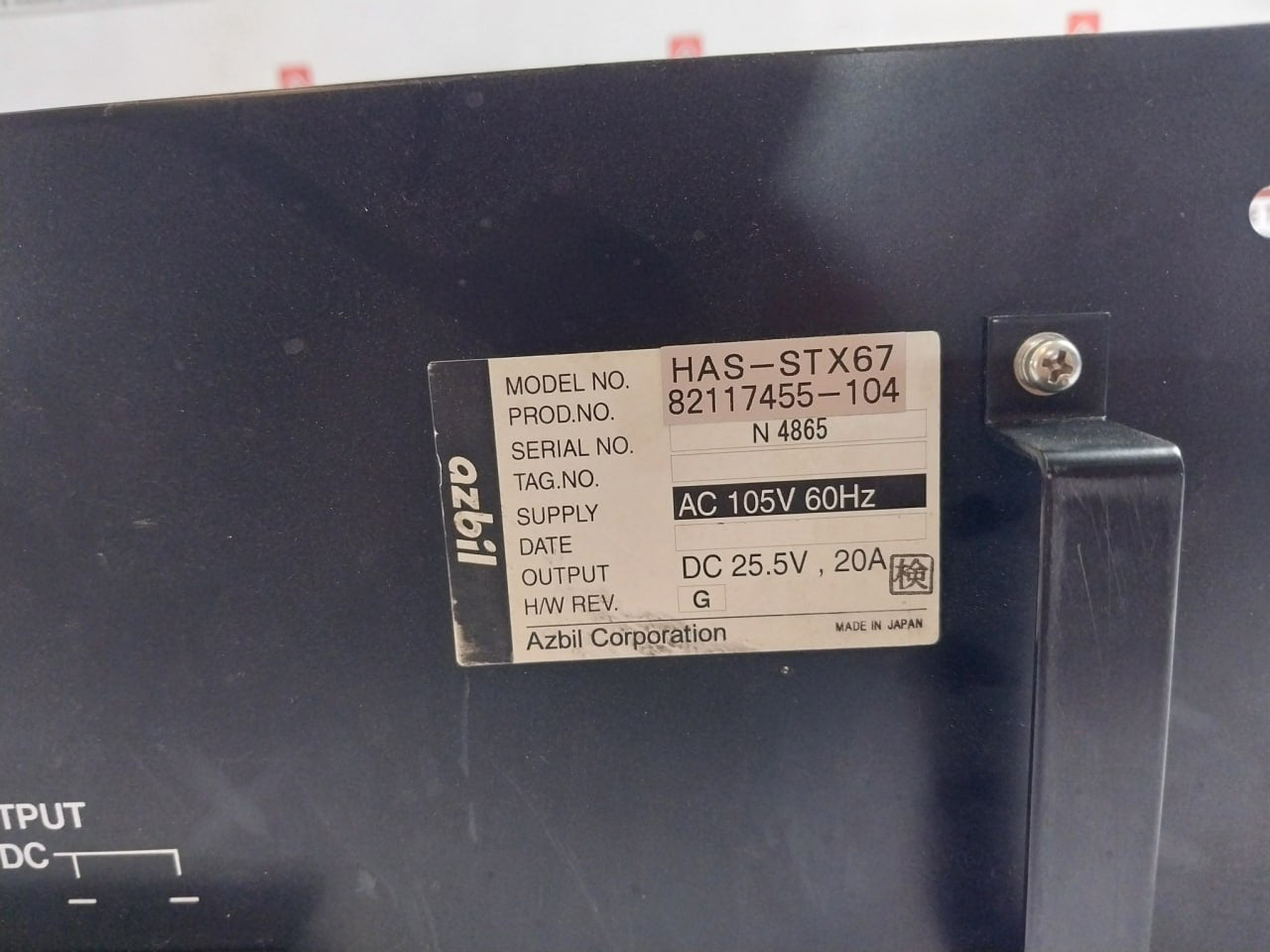 Azbil Has-stx67 Power Supply 82117455-104 Ac 105V 60 Hz 20A Dc 25.5V