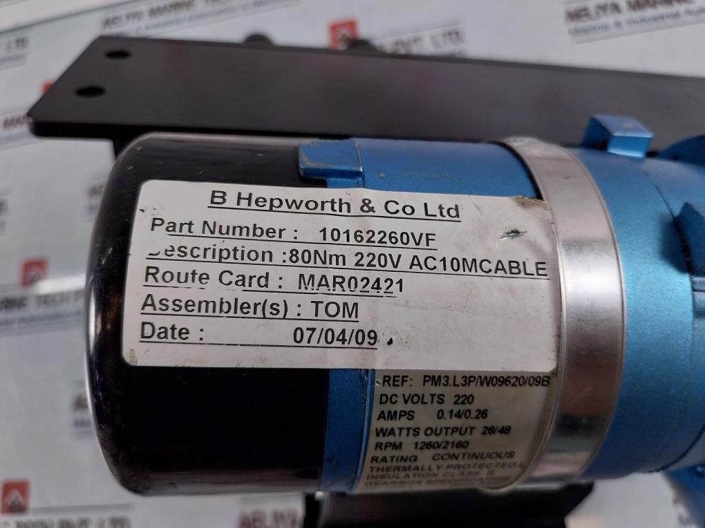 B Hepworth 10162260VF Wiper Motor for Front Window S611337 DC 220V 1260/2160 RPM