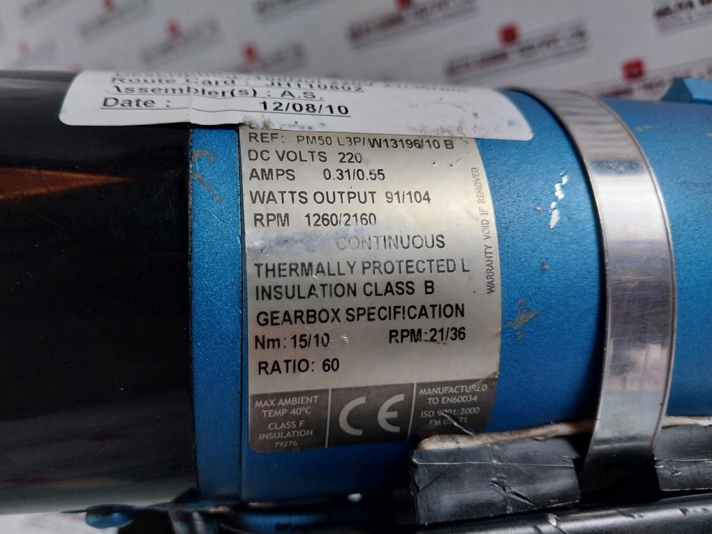 B Hepworth 10177104VF Viper Motor 220vDC Insulation Class B