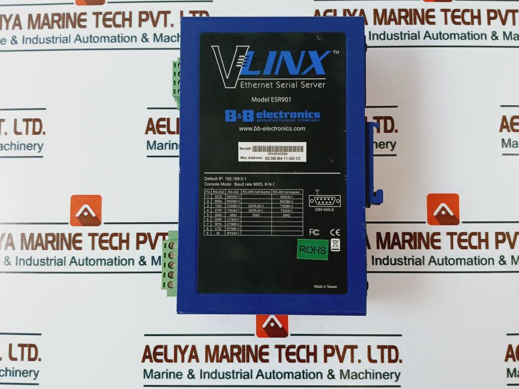 B&B Electronics Esr901 Ethernet Serial Server 9-48 Vdc 8-24 Vac