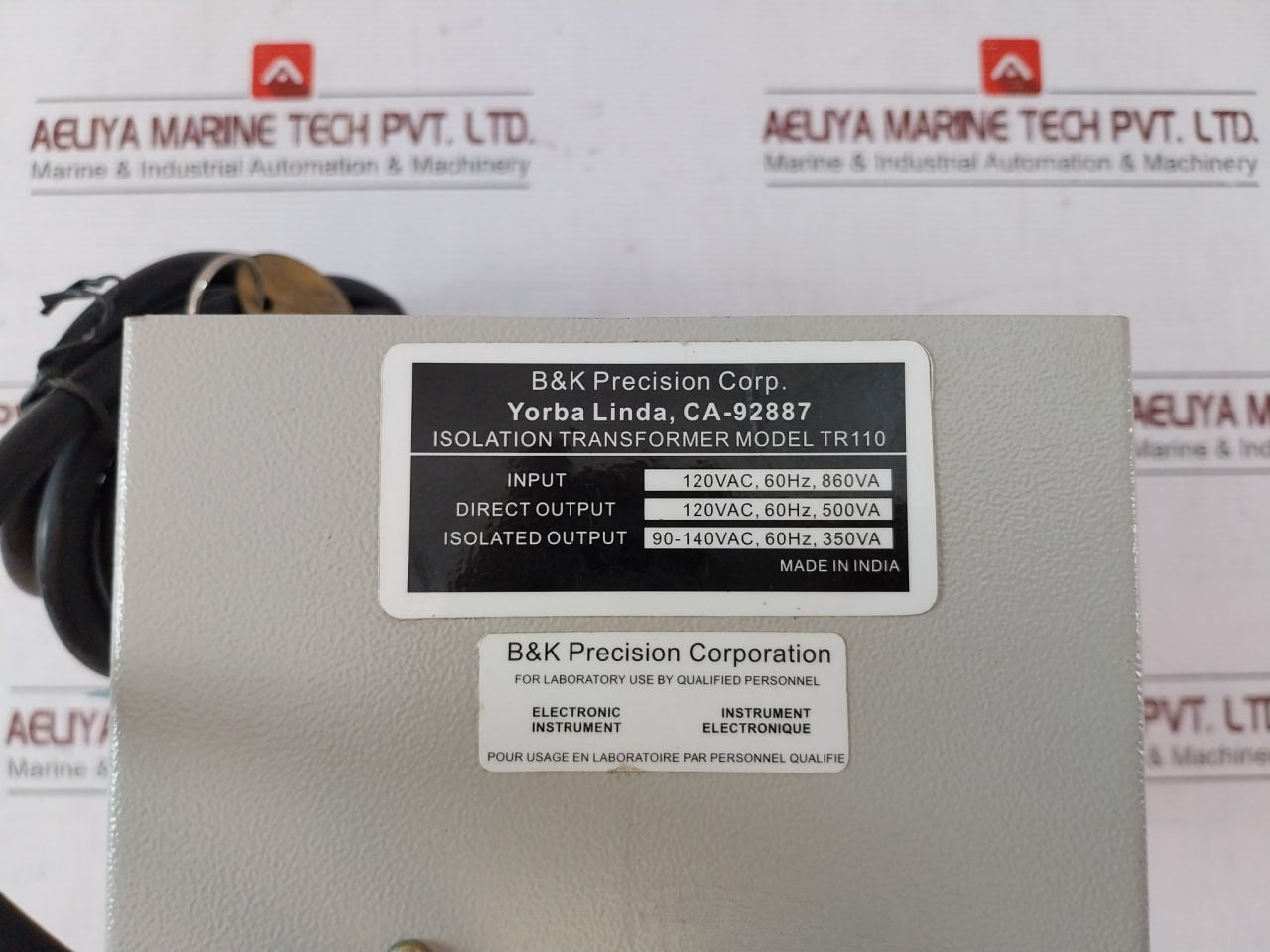 B&K Precision Tr-110 Isolation Transformer 120Vac 60Hz 860Va 500Va El15