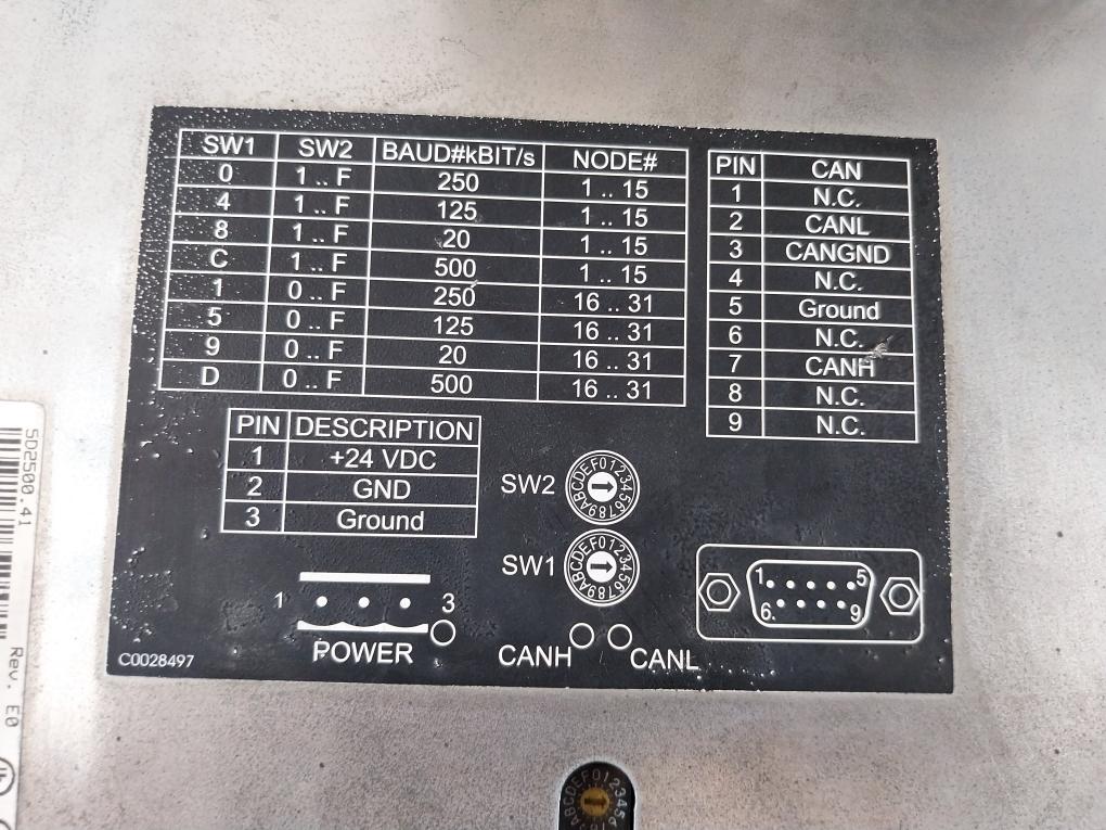 B&R 5D2500.41 Display Control Panel 24V Dc
