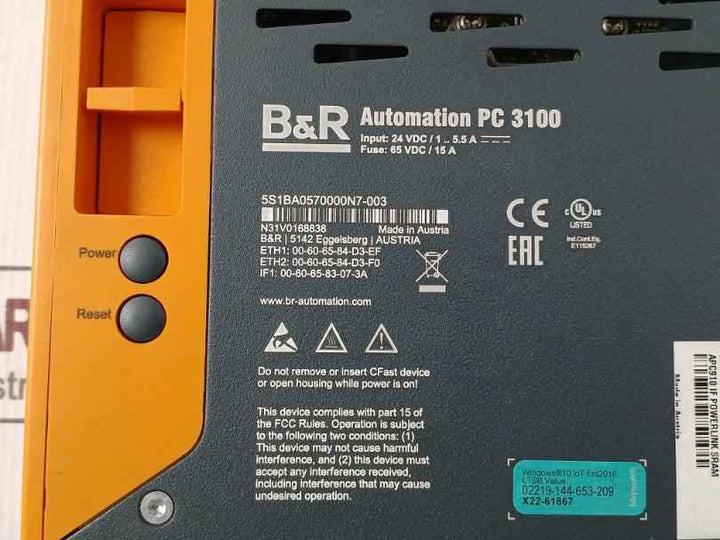 B&R 5S1Ba0570000N7-003 Ac Servo Drive 24 Vdc/ 1..5.5A N31V0168838