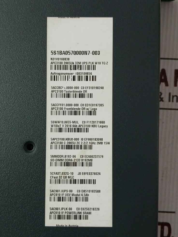 B&R 5S1Ba0570000N7-003 Ac Servo Drive 24 Vdc/ 1..5.5A N31V0168838