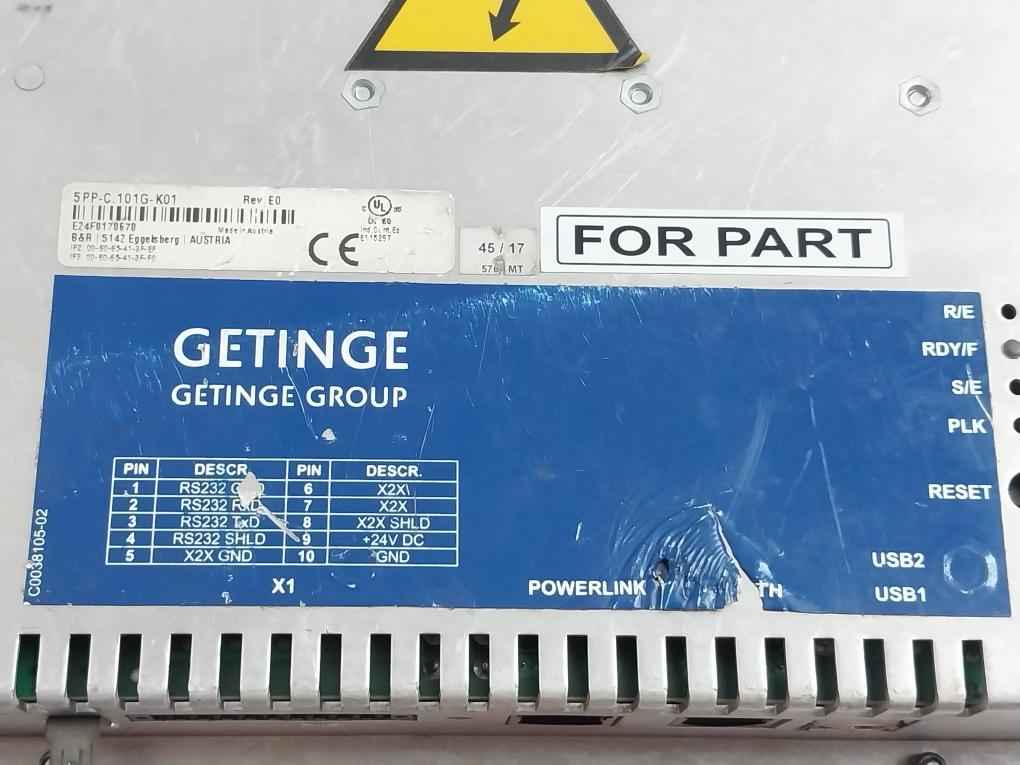 B&R 5Pp-c.101G-k01 Hmi Display Unit Rev E0 (Not Working)