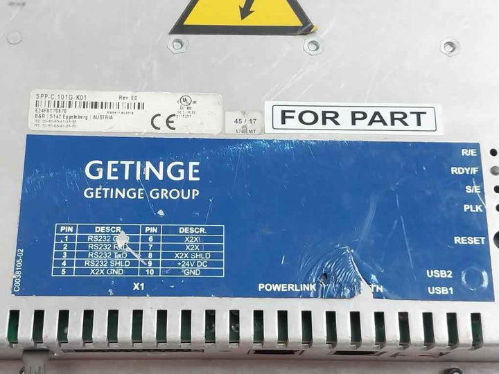 B&R 5Pp-c.101G-k01 Hmi Display Unit Rev E0 (Not Working)