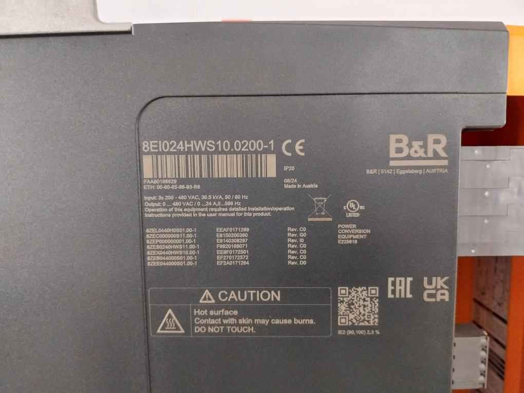 B&R 8Ei024Hws10.0200-1 Servo Drive Faa80168629 Ip20 Rev.C0 0-480Vac