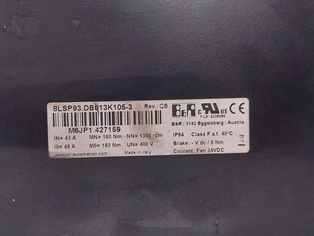 B&r 8lsp93.db013k105-3 Servo Motor Rev C8 Ip 64 24v Dc M6jp1 427159