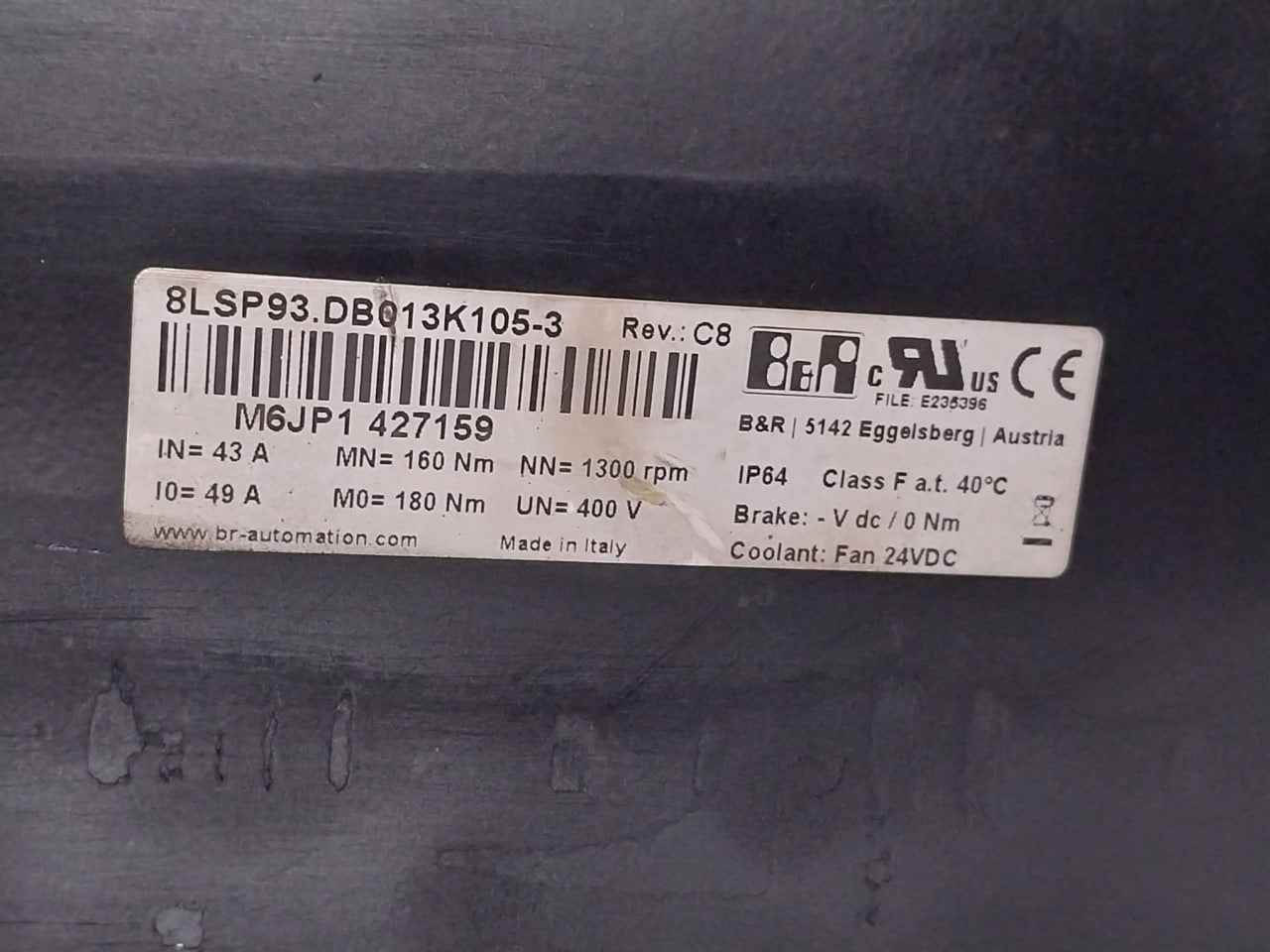 B&r 8lsp93.db013k105-3 Servo Motor Rev C8 Ip 64 24v Dc M6jp1 427159