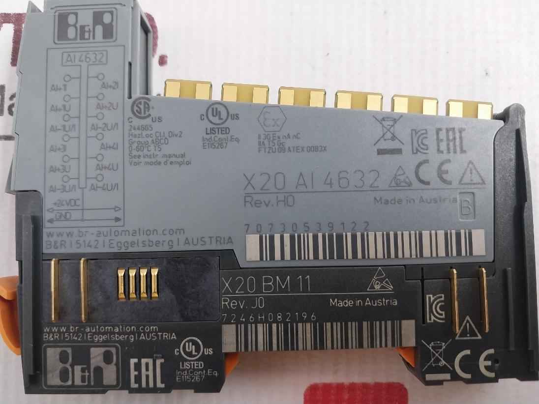 B&r X20 Ai 4632 I/o Module 0-60c T5 24vdc Rev J0,h0