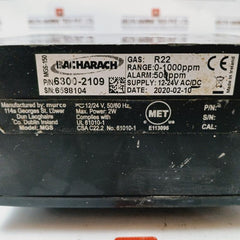 Bacharach Mgs-150 Gas Transmitter 6300-2109 R22 0-1000 Ppm 12-24V Ac/Dc