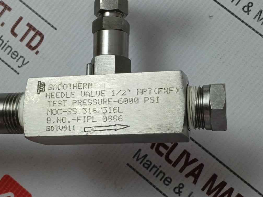 Badotherm Astm A 312 Tp 316/316L Pipe Nipple Needle Valve 6000 Psi 3/4