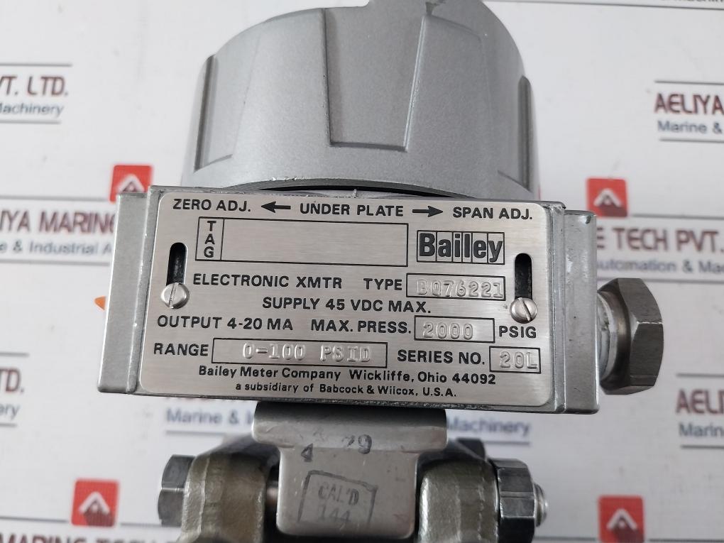 Bailey Bq76221 Bq Pressure Transmitter 2000 Psig + Electronic Xmtr