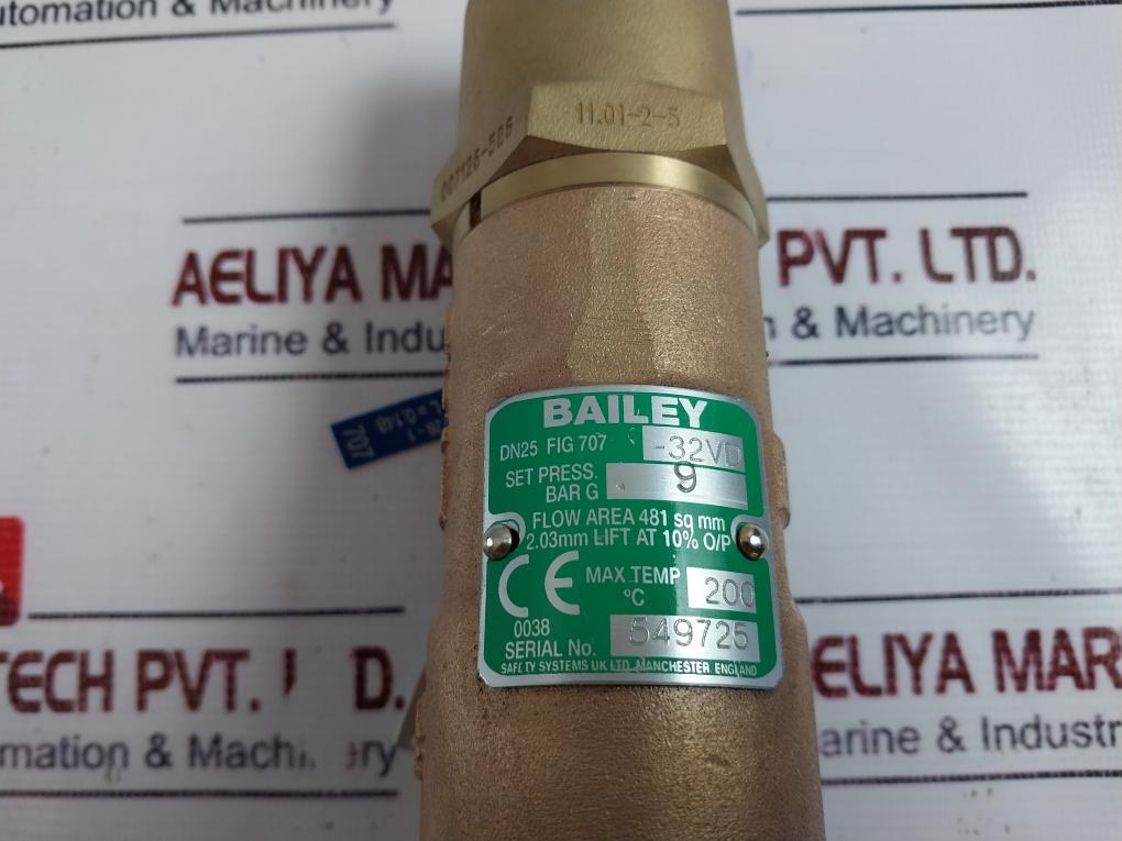 Bailey Dn25 Fig 707-32Vd Safety Valve Max Temp 200C