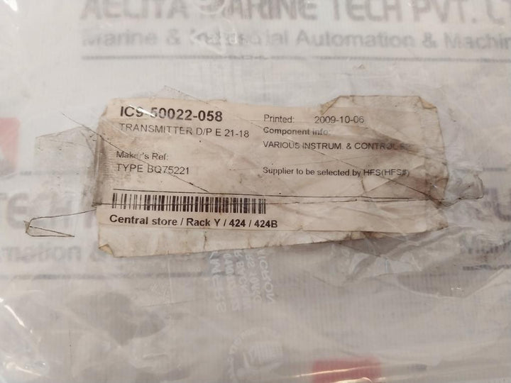Bailey Meter Bq75221 Xmtr Pressure Transmitter 2000 Psig, 45 Vdc