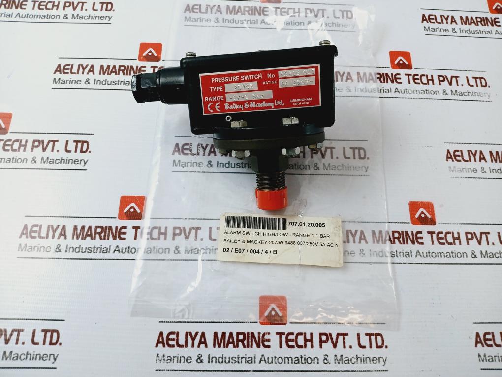 Bailey & Mackey 207ce Pressure Switch -1/+1 Bar 5a 250v