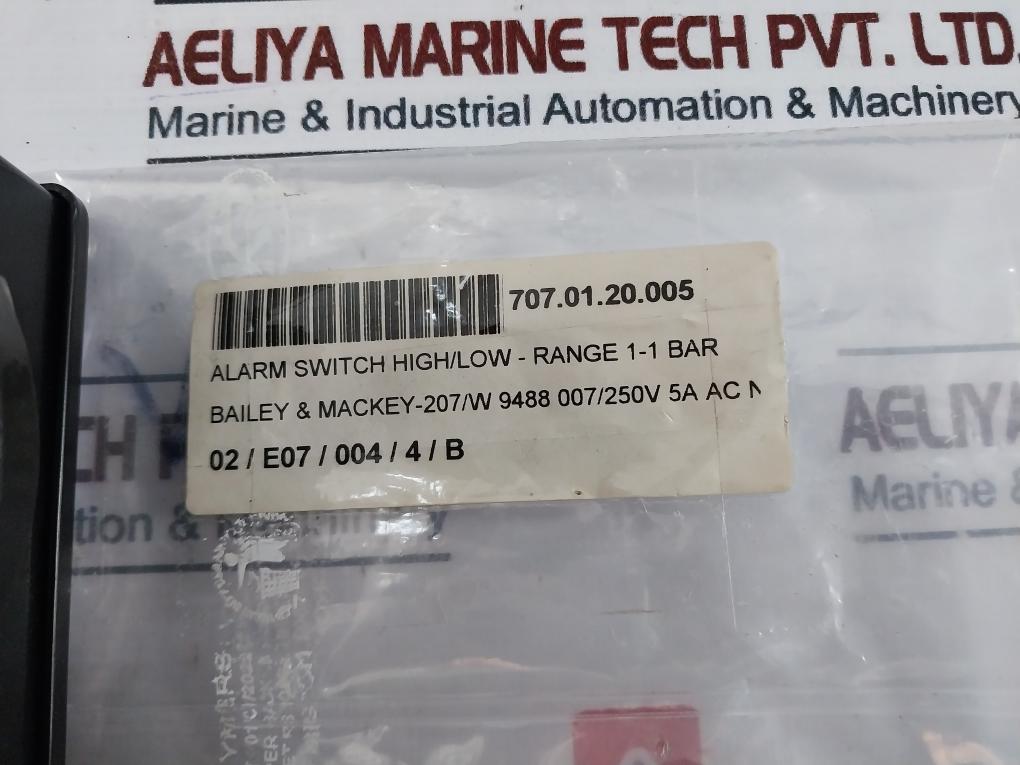 Bailey & Mackey 207ce Pressure Switch -1/+1 Bar 5a 250v~