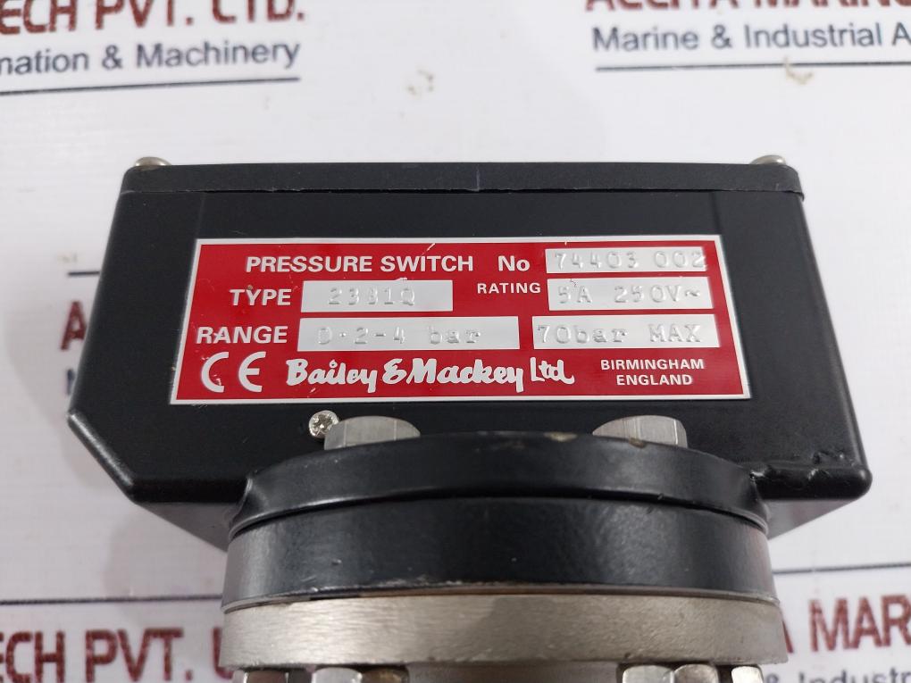 Bailey & Mackey 2381Q Pressure Switch 0.2-4 Bar 70Bar Max 5A 250V