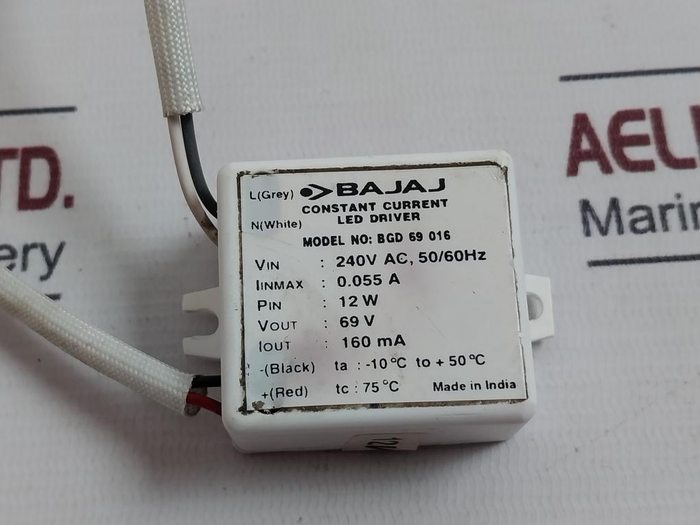 Bajaj Bgd 69 016 Constant Current Led Driver 240V Ac 50/60Hz 69V