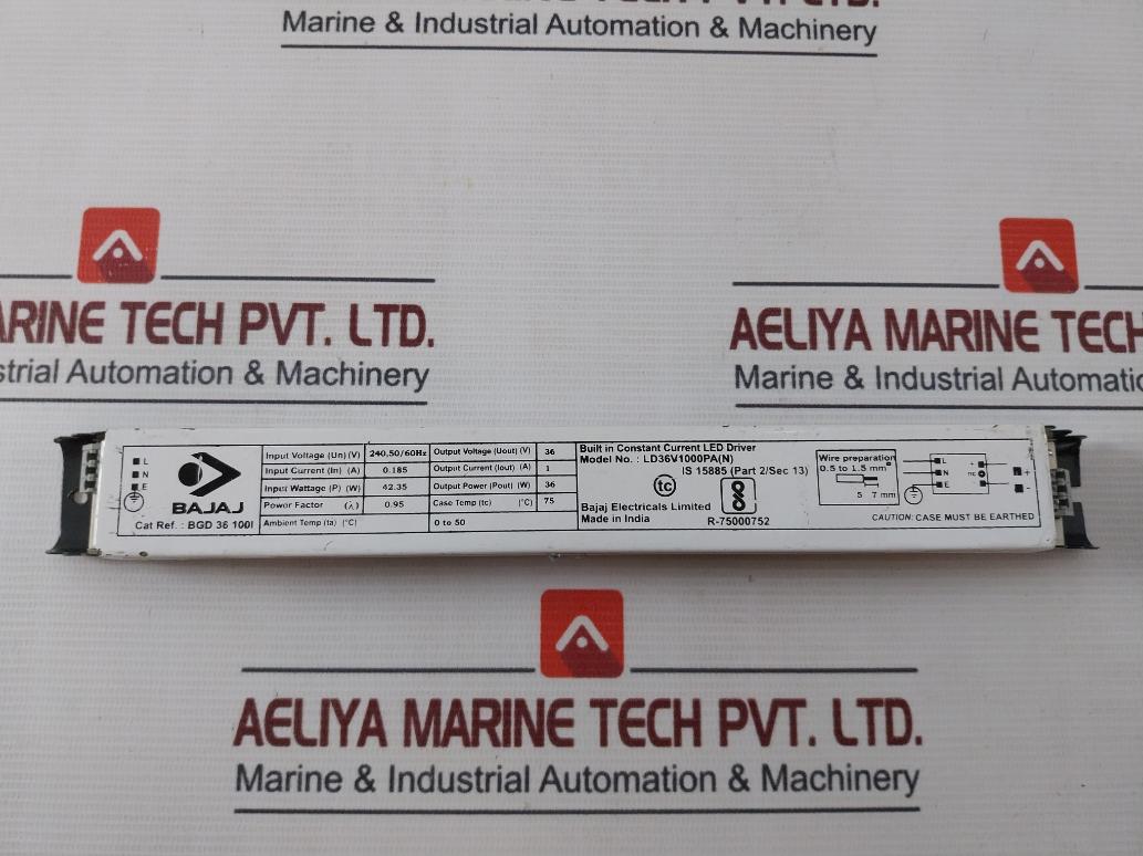 Bajaj Ld36V1000Pa Built-in Constant Current Led Driver 240V Ac 50/60Hz