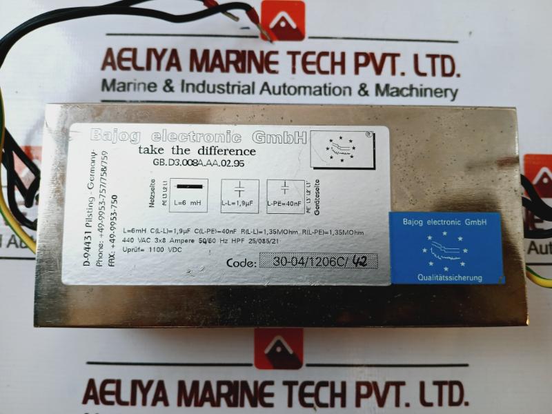 Bajog Electronic Gb.D3.008A.Aa.02.95 Line Filter 1100Vdc
