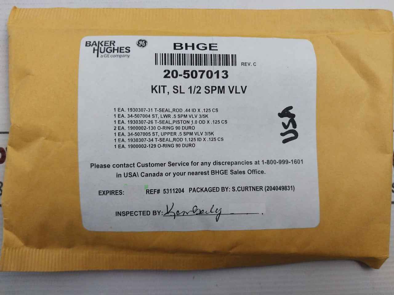 Baker Hughes 20-507013 Seal Kit Sl 1/2 Spm Valve Rev C