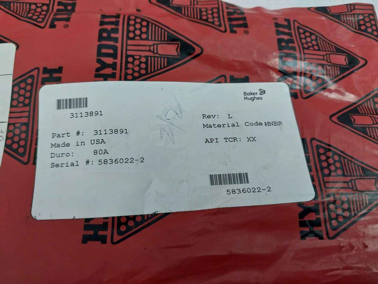 Baker Hughes 3113891 T-seal Lateral Shear 18-10/15M Rev: L