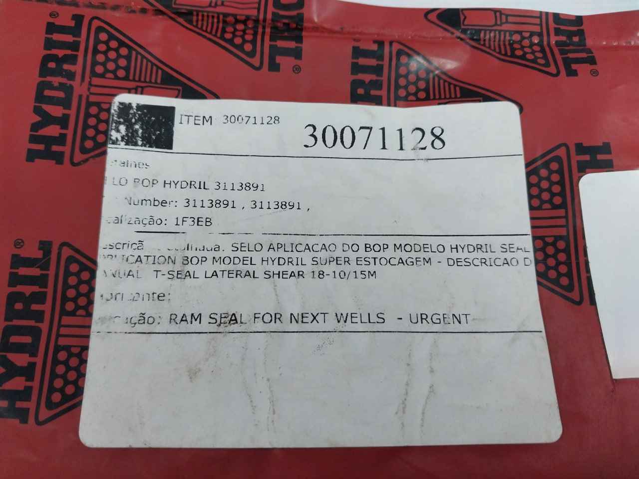 Baker Hughes 3113891 T-seal Lateral Shear 18-10/15M Rev: L