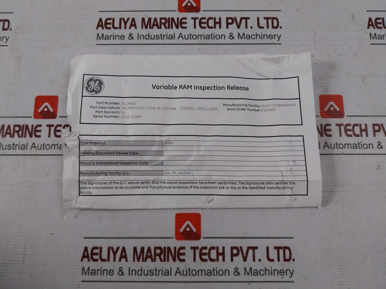 Baker Hughes 3118845 Packer 4.5-7 Hvr 15M Ge Hydril 85A Xnbr Bop Kit 3118847