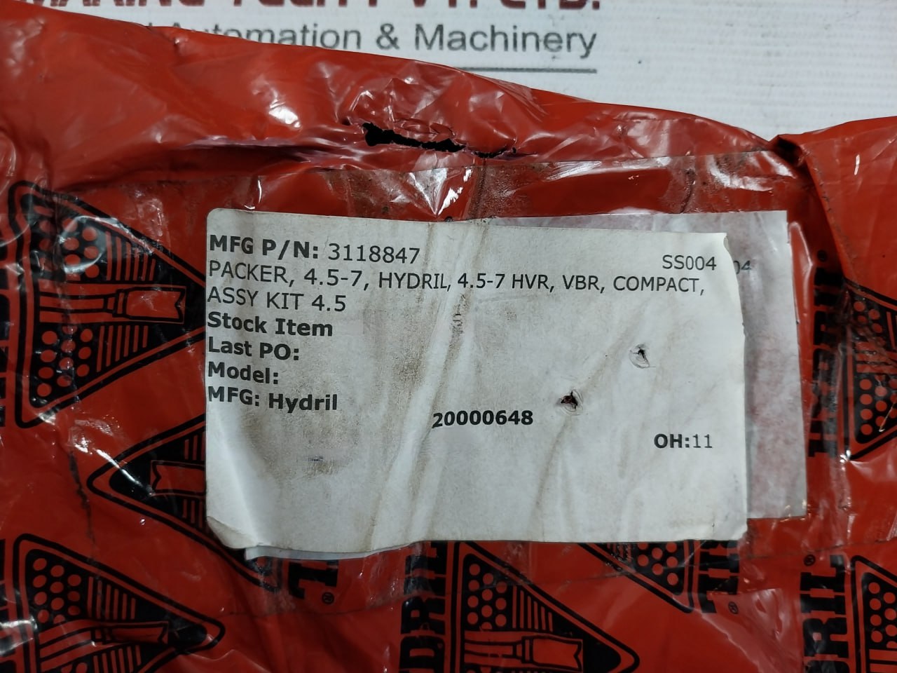 Baker Hughes 3118845 Packer 4.5-7 Hvr 15M Ge Hydril 85A Xnbr Bop Kit 3118847