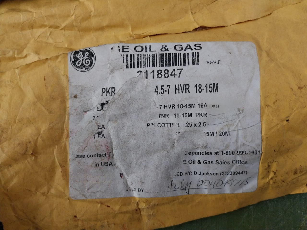 Baker Hughes 3118845 Packer 4.5-7 Hvr 15M Ge Hydril 85A Xnbr Bop Kit 3118847