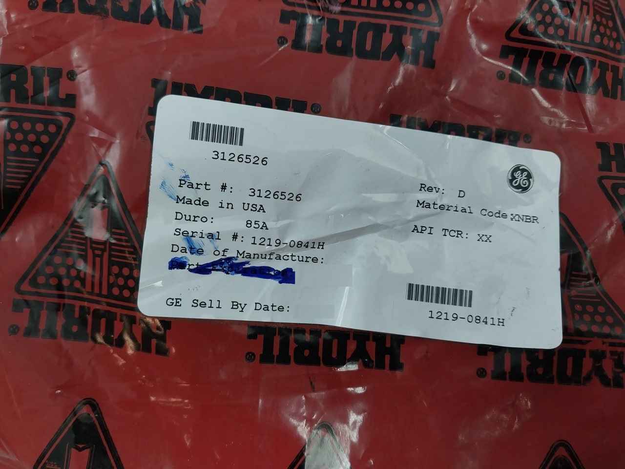 Baker Hughes 3126526 Packer Hvr 3.50-5.50 18-15M Xnbr Rev D Duro 85A