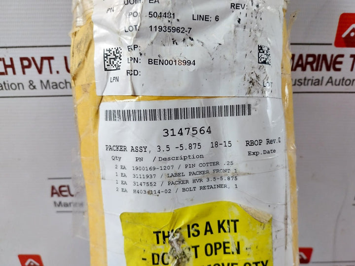 Baker Hughes 3147552 Hvr Packer 3.5-5.875 18-15M Hnbr 80A Hydril Ge Rev B