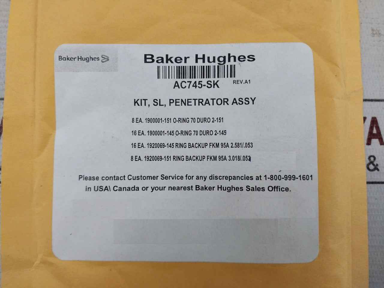Baker Hughes Ac745-sk Penetrator Seal O-ring Assembly Kit Rev: A1