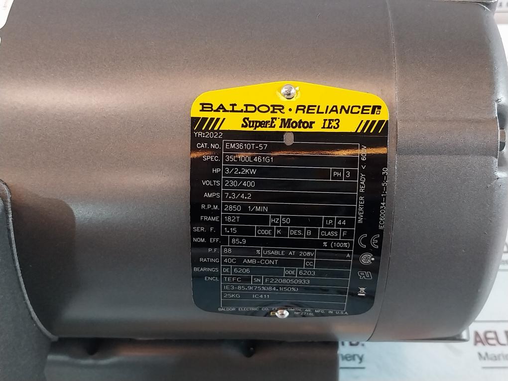 Baldor Em3610T-57 Super-e Motor Ie3 3-phase 3/2.2Kw 230/400V 2850 Rpm