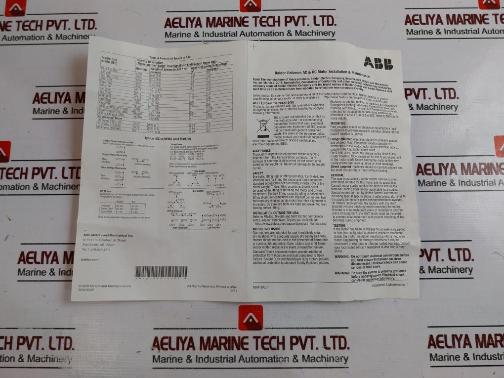 Baldor Em3610T-57 Super-e Motor Ie3 3-phase 3/2.2Kw 230/400V 2850 Rpm