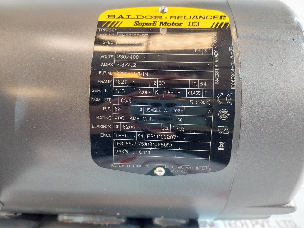 Baldor Reliance Em3610T-57 Ac Motor 230/400 35L100L461G1 208V