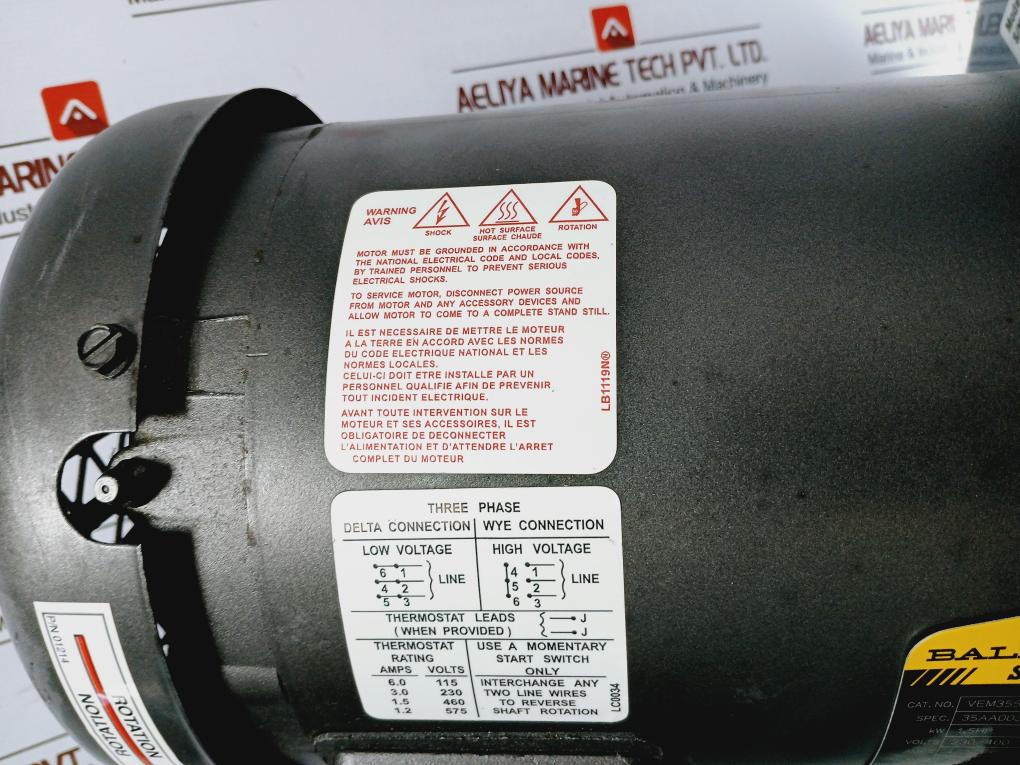 Baldor Vem3550t-57 7” 1.5hp 3 Phase Motor Spb12 400v/3/50 Cincinnati Blower
