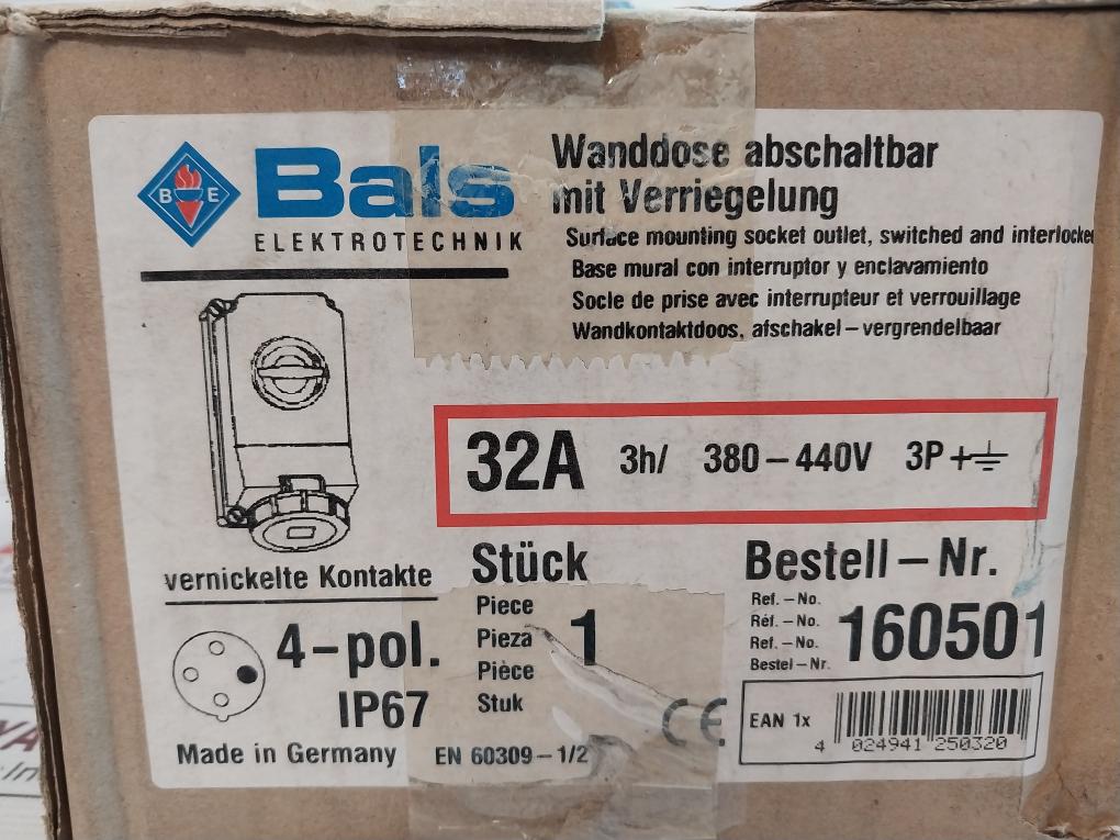 Bals Elektrotechnik 160501 Surface Mounting Socket Outlet Switched And Interlock