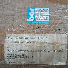 Twin-piston Rotary Valve Actuator 10Bar 110°C Gte-098/090-11-v17-e By Bar Gmbh