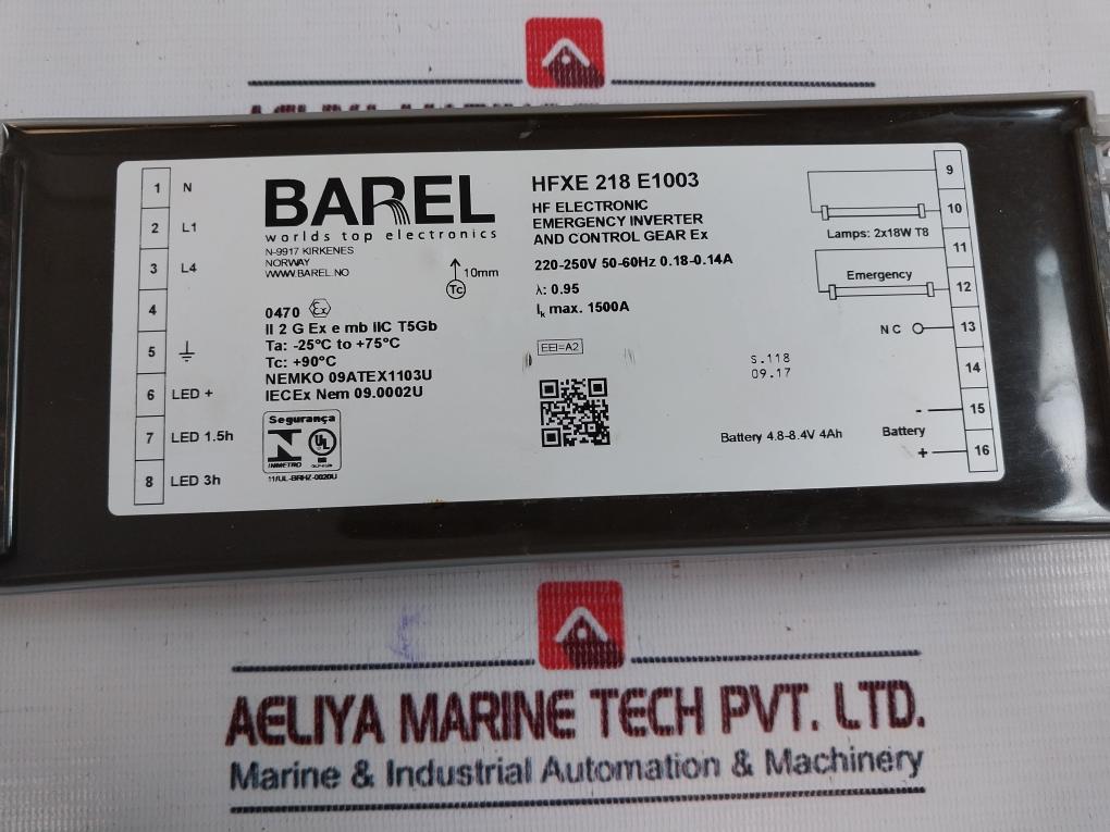 Barel Hfxe 218 E1003 Electronic Control Gear & Emergency Inverter 220-250V